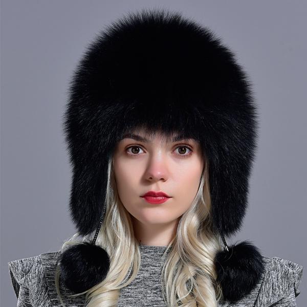 Fox Fur Hats For Women Winter Warm Natural Geniune Real Fur Hats with Earflaps Handsewn Fashionable Bomber Hat Ushanka