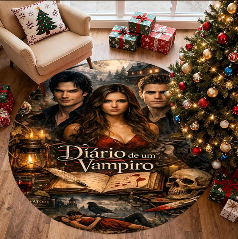 The Vampire Diaries Pattern Round Rug, Indoor/Outdoor Mat, for Picnic, Gameroom, Bedroom, Office, Living Room, Home Decor Carpet, Birthday Gift