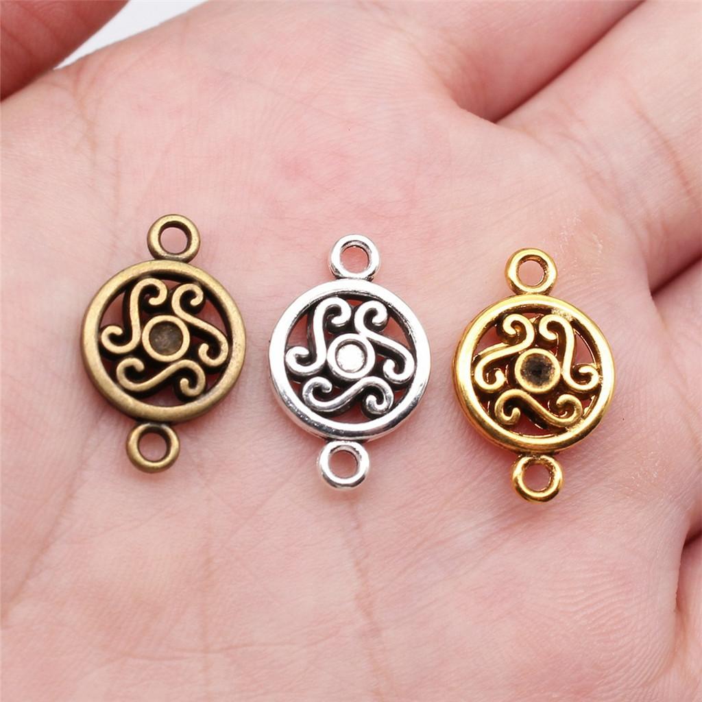 Flower Petal Connectors Botanical Themed Antique Bronze Zinc Alloy Jewelry Making Connect Charms Extender Connectors