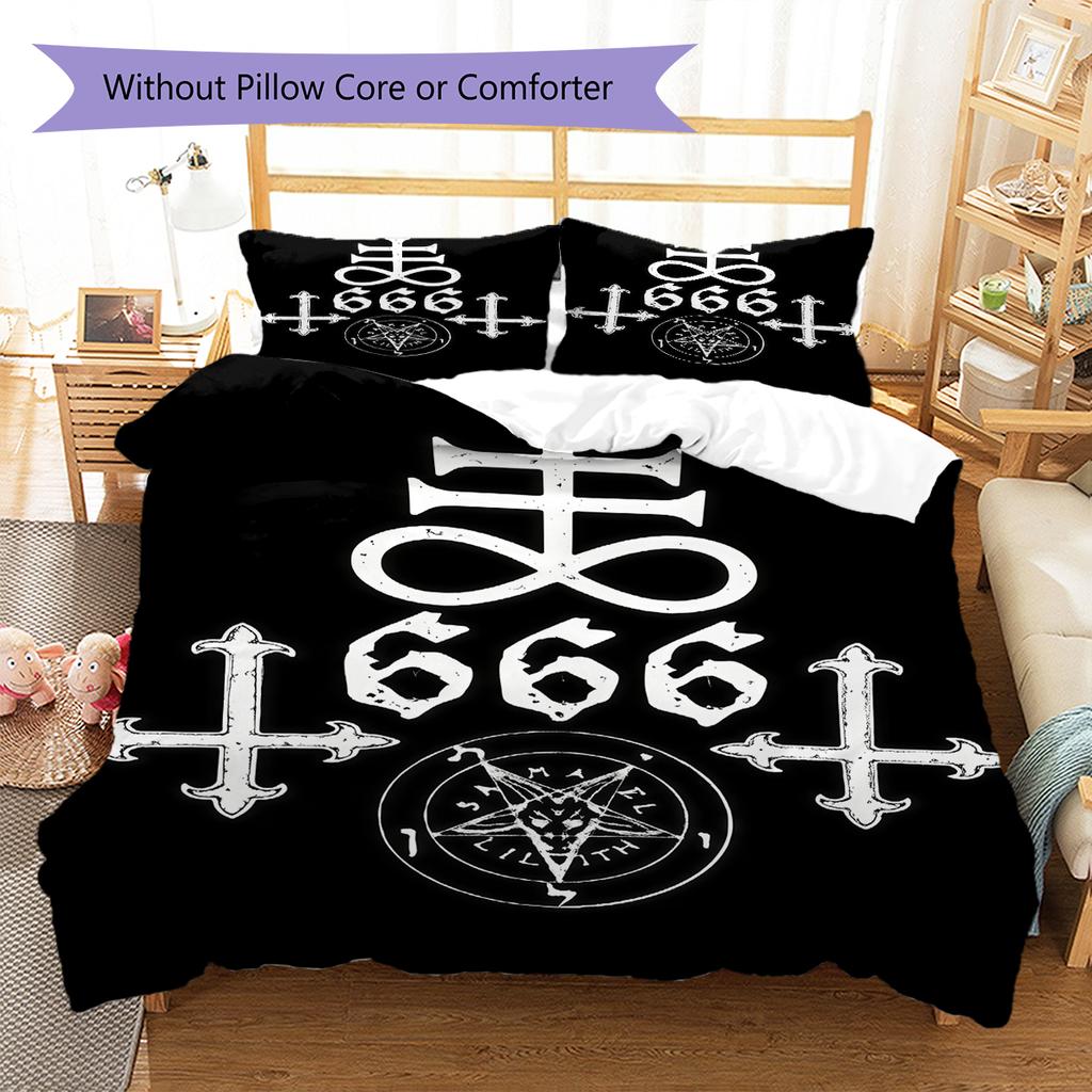 Satan Symbol Pattern Bedding,Quilt Set Quilt Cover Pillowcase Home Birthday Gift (1 * duvet cover + 2 * pillowcase, without core)