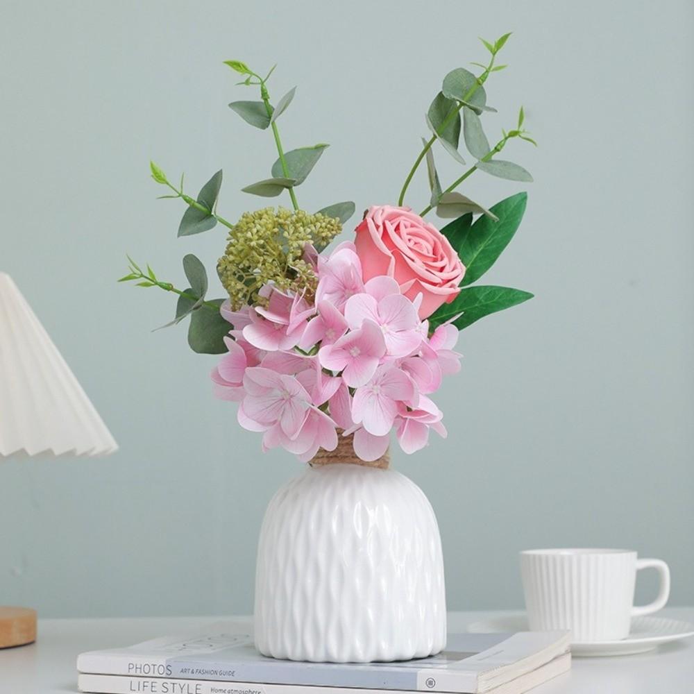 Plastic Artificial Hydrangea Rose Bouquet Luxury Fake Flower  Home Hotel Table Decor
