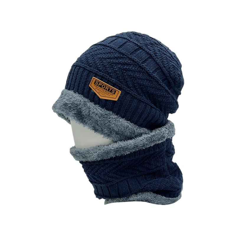 

Winter warm hat scarf two-piece set, trendy casual wool hat fleece cycling ear protector knitted hat average size (56cm~ 58cm)