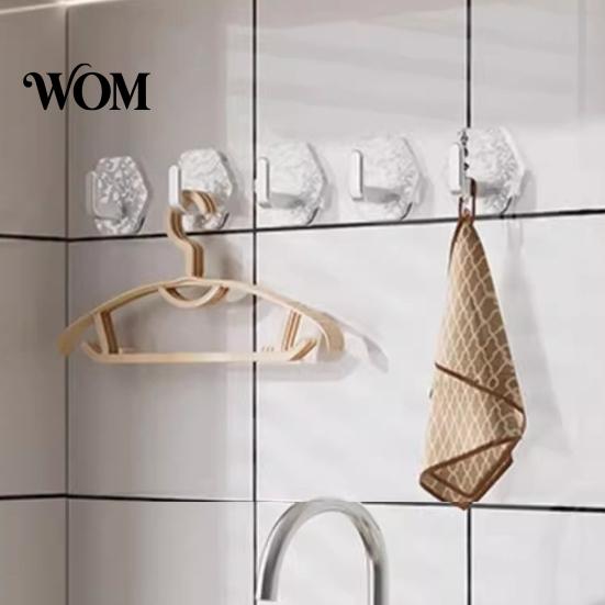 Home Organization Hooks Acrylic Adhesive Hooks, Hexagonal Wave Shape, No Drilling Easy Clear Wall Installation Hook, Modern Style for Bathroom Kitchen