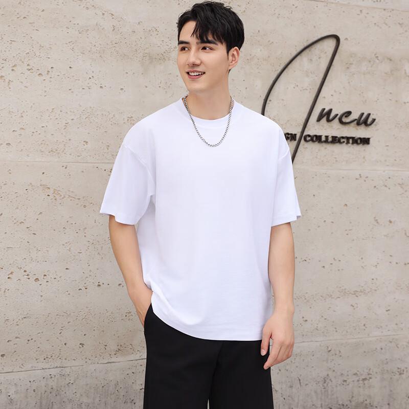 TLUOMAN Unisex Drop-Shoulder Loose Short-Sleeve T-Shirt