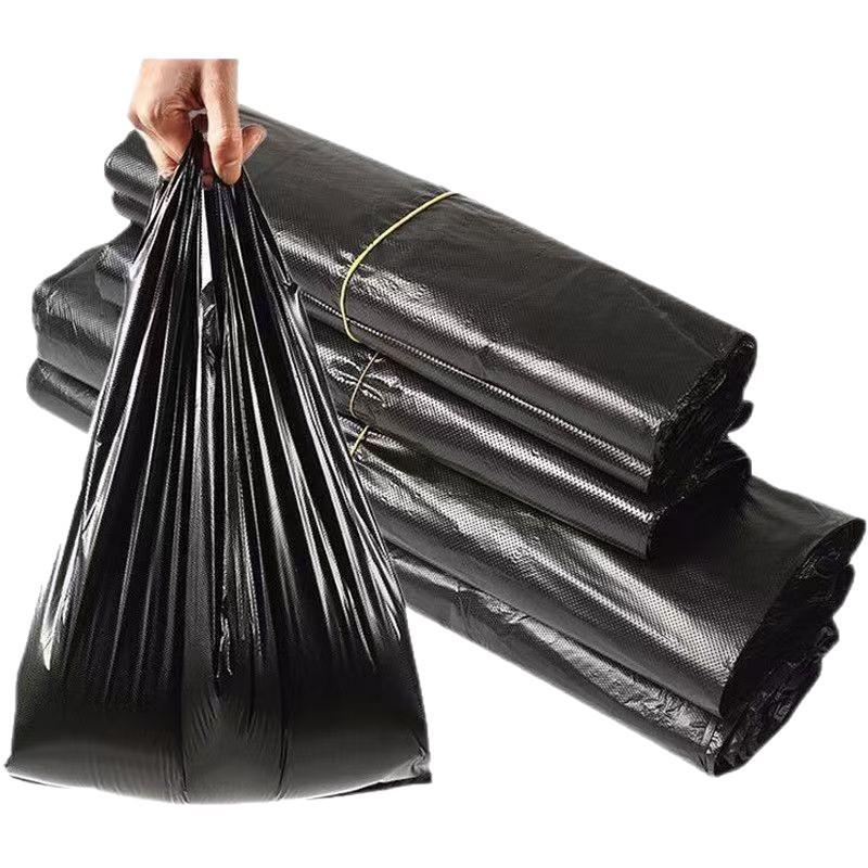 Black Thickened Handheld Plastic Vest Bag for Takeaway, Supermarket, and Kitchen Trash