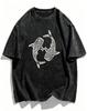 Vintage Whale Shark Graphic T-Shirt Acid Wash Streetwear Tee Tribal Sea Life Print Retro Top Oversized Casual Unisex Apparel