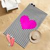 Striped Hot Pink Heart Beach Towel Patterned Sunscreen And Windproof Suitable For Swimming Pool Camping Travel Blanket