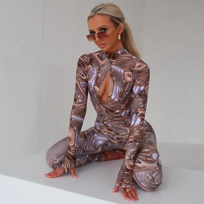 Tuta a maniche lunghe con scollo a V e schiena scoperta da donna autunno e inverno