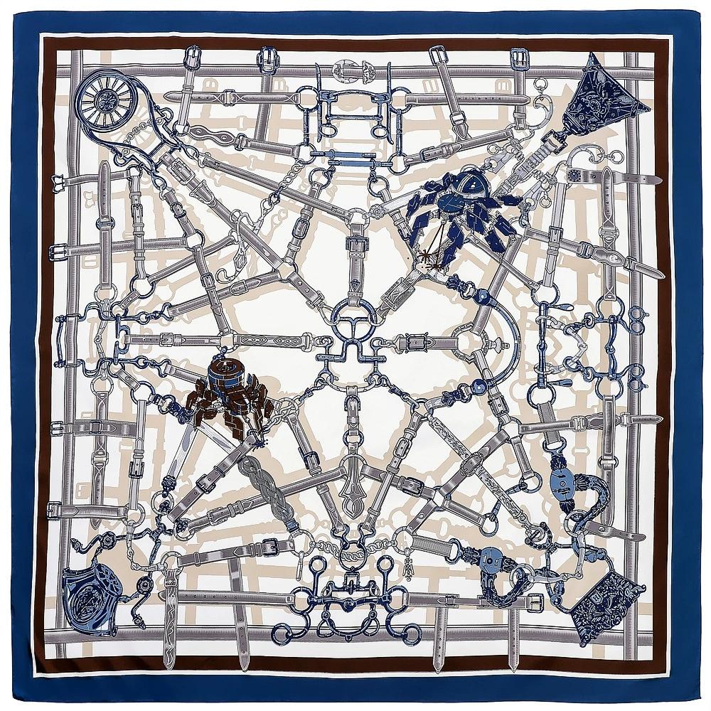 130cm European Style Chain Printing Square Scarf Women Multi-Purpose Sun Protection Four Season Travel Scarves and Shawls