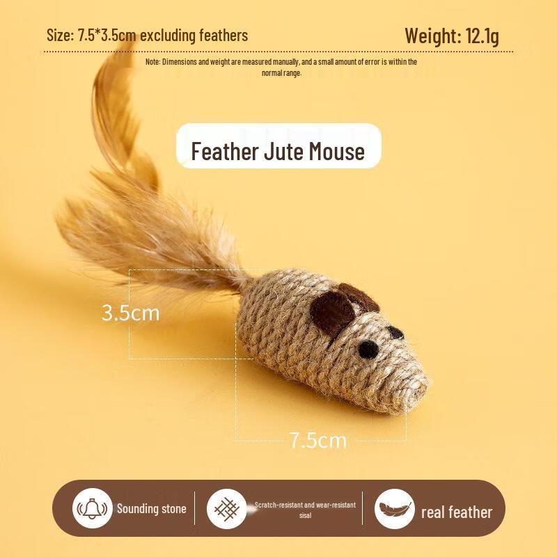 Junchu Feather & Sisal Sound Cat Toy Set