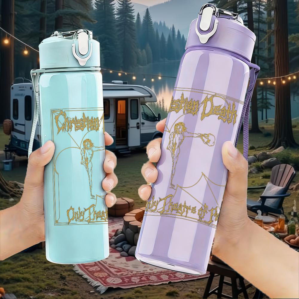 1PC Cartoon Character Couple Minimalist Sketch Print 750ml Portable Sports Water Bottle Leakproof Gym Outdoor Travel Drink Cup
