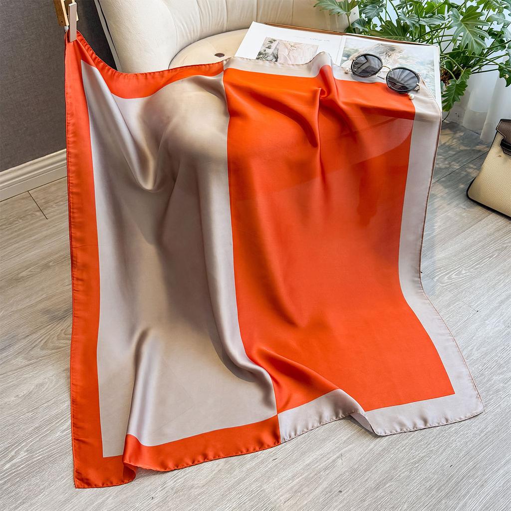 Spring And Autumn Fashion Versatile Simulation Silk Scarf Printed Shawl Women'S Decorative Headscarf Beach Towel