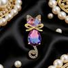 Exquisite Colorful Crystal Cat Shining Brooches Luxury Women Decoration Boutique Kitten Animal Rhinestone Coat Clothes Pin