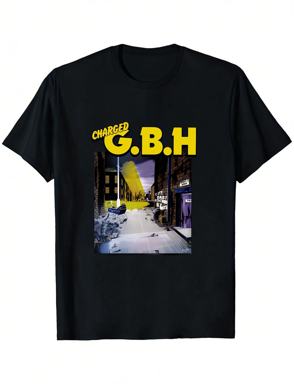CHARLED GBH 80S UK82 Trendy Punk Pattern T-shirt - Urban Chaos Street Art Design Printed T-shirt Casual Street Style S разноцветный