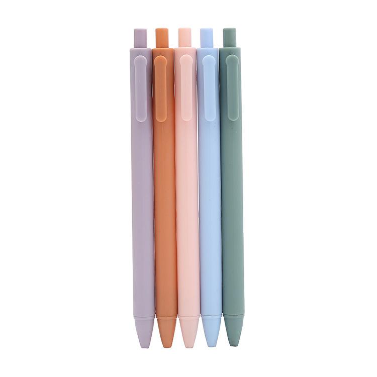 Retractable Gel Ink Pens 0.5mm Fine Point Morandi Macaron Colored Barrel Signing Ballpoint Pen Student Office Stationery