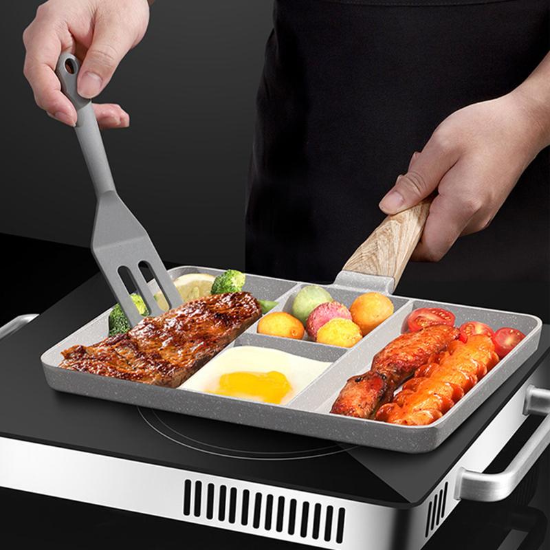 4 In 1 Durable Aluminum Frying Pans Household Non-Stick Saucepan Breakfast Pan Steak Skillet Cooking Pots Kitchen Utensils