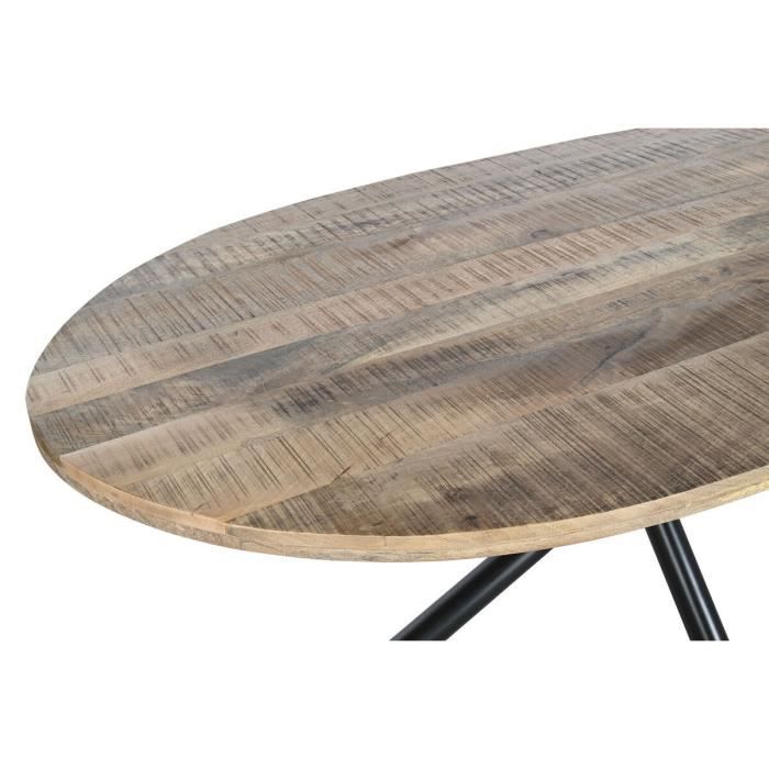 Table de salle à manger naturel noir métal bois de manguier 200 x 100 x 76 cm