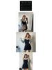 Korean Dongdaemun Elegant Faux Two-Piece Off-Shoulder Patchwork Slim Fit Dress for Autumn/Winter.