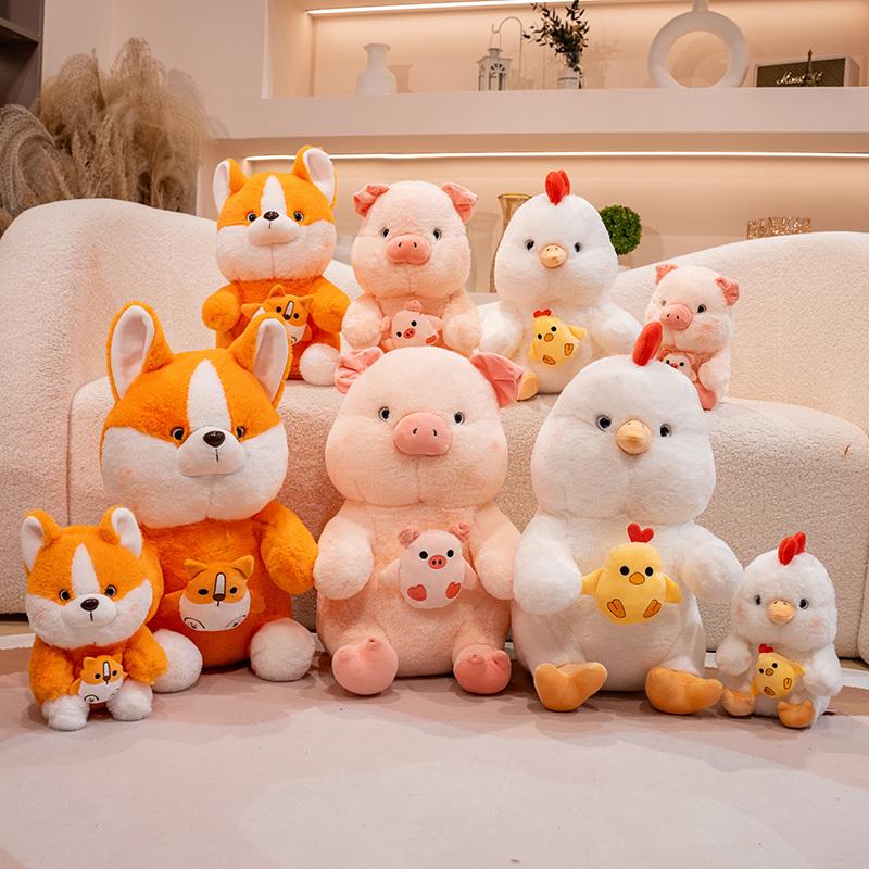 25/35/45cm Embrace Dog Pig Chicken Plush Stuffed Animal Anxiety Stress Relief Home Decor Throw Pillow Ultra Charming Kids Gift