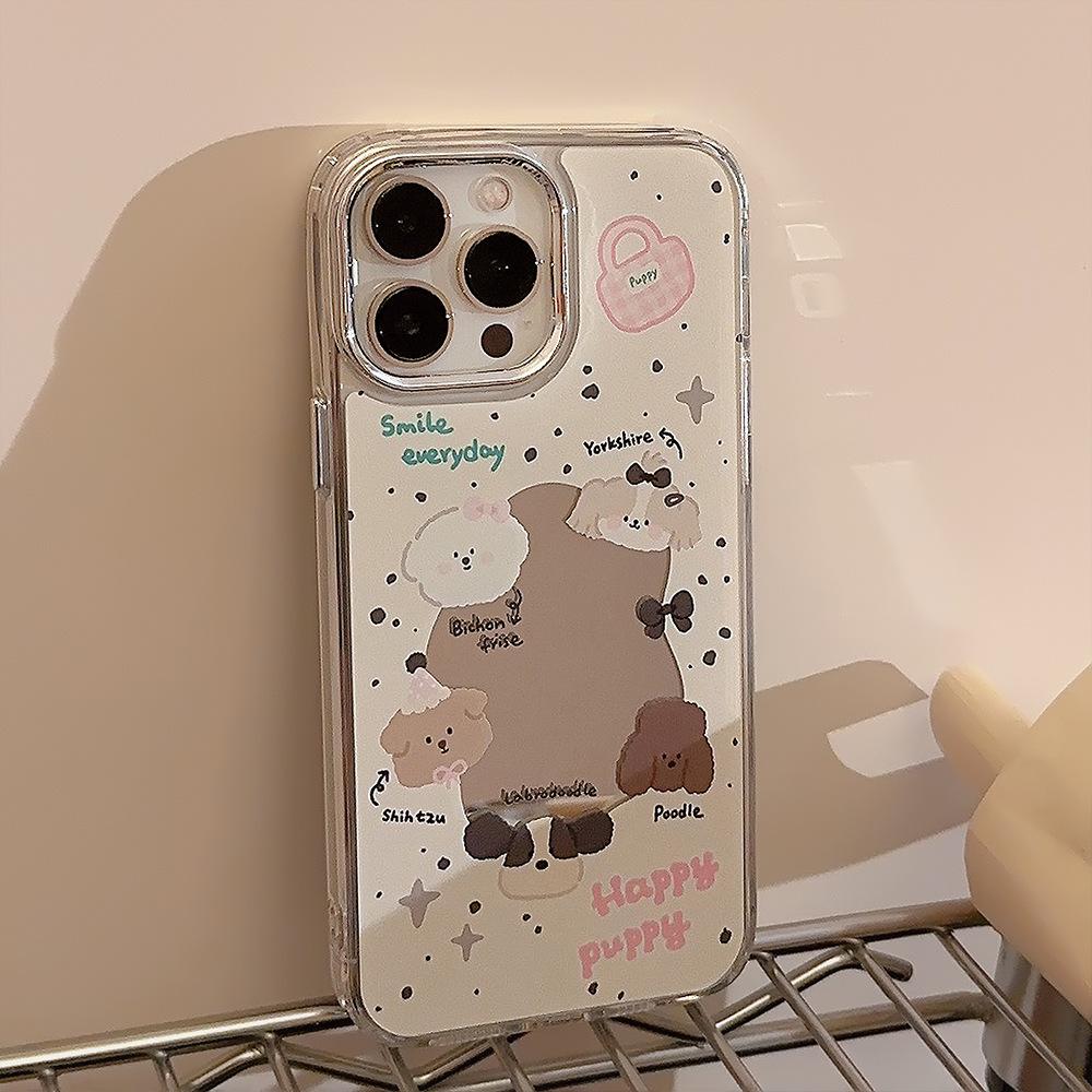 Sweet Ins Puppy Iphone16 Suitable for 15pro Max IPhone Case 13 Electroplated Mirror 11 Original 12
