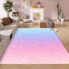 Rosa Blau Farbverlauf Glitzer Teppich, Pastell Funkelndes Pulver Einfaches Uni Muster, Rutschfeste Waschbare Matte für Wohnzimmer Sofa Esstisch