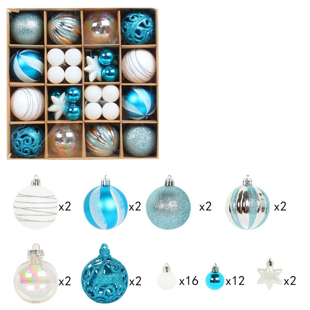 44pcs Christmas Decoration Balls Christmas Tree Hanging Balls Snowflake Balls