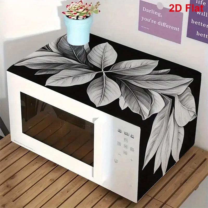Printed Microwave Oven Dust Cover Waterproof Reusable Fabric Dust Proof Ideal for Rental Home Compact Kitchen Appliance