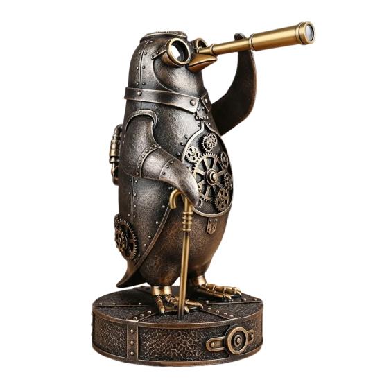 Steampunk Animal Explorer Statue Vintage Animal Desk Figurine Animal Sculpture with Gear