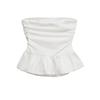 SAW Women's Fashion Strapless Wave Edge Poplin Top F7-8800