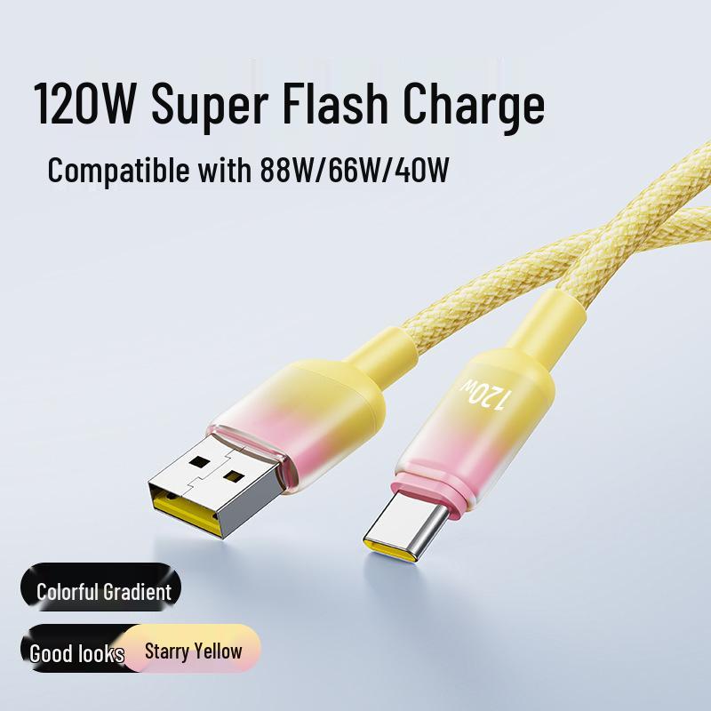 120W Super Fast 6A Charging Cable for Apple 15/16 & Huawei Type-C Devices