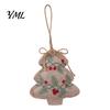 Farmhouse Christmas Stocking Ornaments Burlap Ornaments, Rustic Linen Fabric Hanging Decoration, Tree Ball Vintage Style Xmas Decor Star Shaped