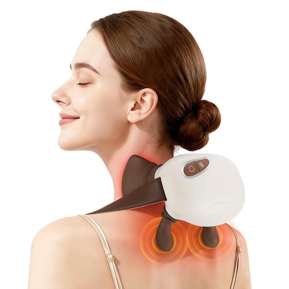 Electric Bionic Neck Shoulder Massager with 3 Level Mode Heated Kneading Muscle Relaxation Back Massage Pillow Full Body Use