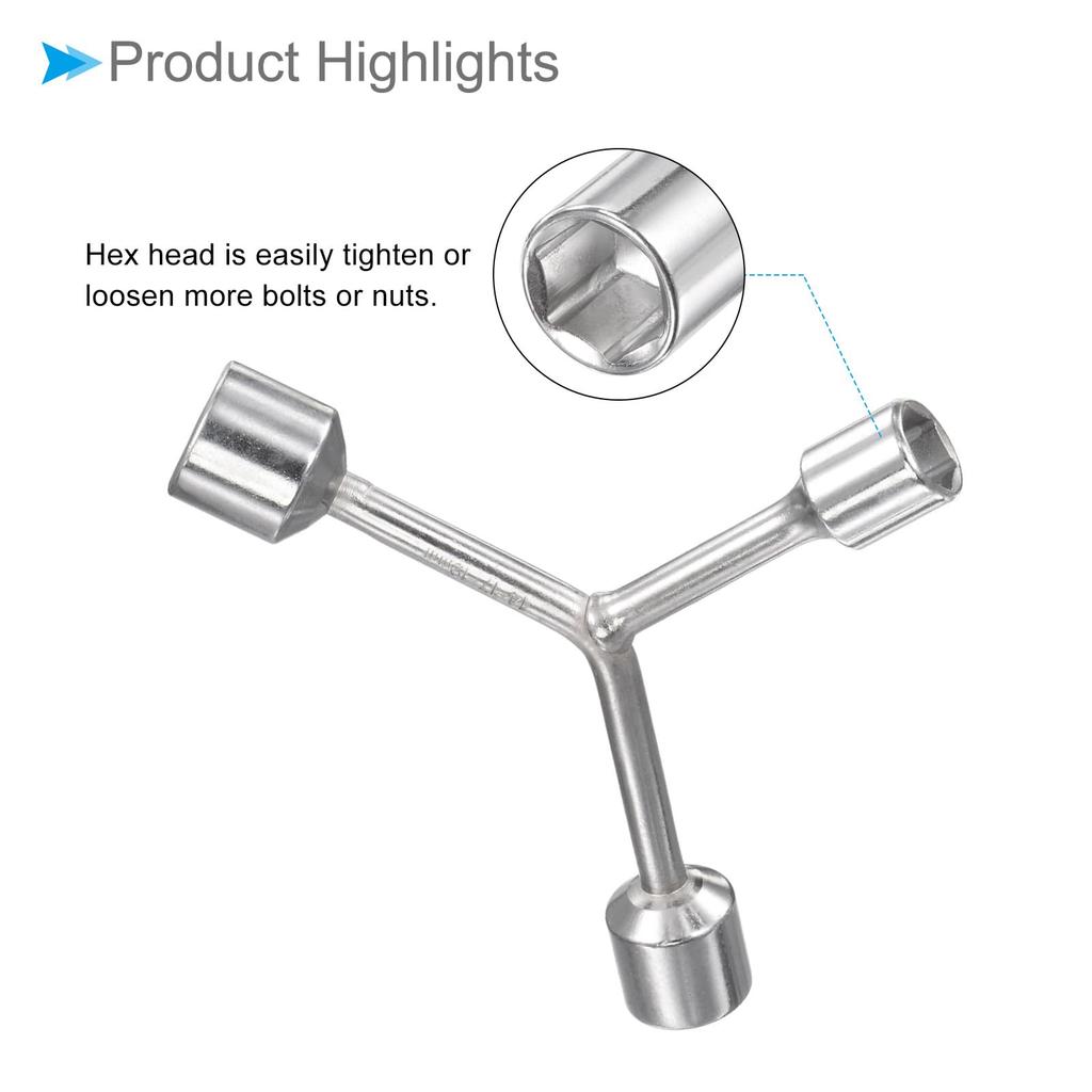 CoCud Socket and 19mm Hex Spanner Repair Tool Bicycle Maintenance and 1 Piece Y-Type 3-Way Wrench, 14mm, 17mm, Lengths, CR-V Y-Type (Application