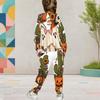 Girls Hooded Long Sleeve Turtle Printed Kangaroo Pocket Top Cuffed Pants Two Piece Set