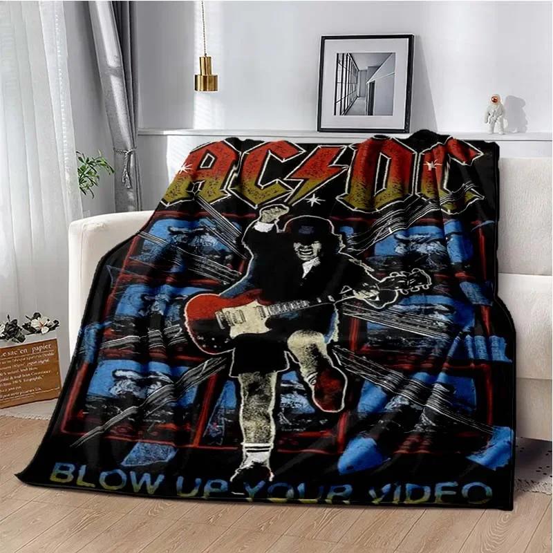 ACDC Pattern Throw Blanket Light Weight Blanket for Living Room Bedroom Kidsroom Warm Blanket Christmas Gift