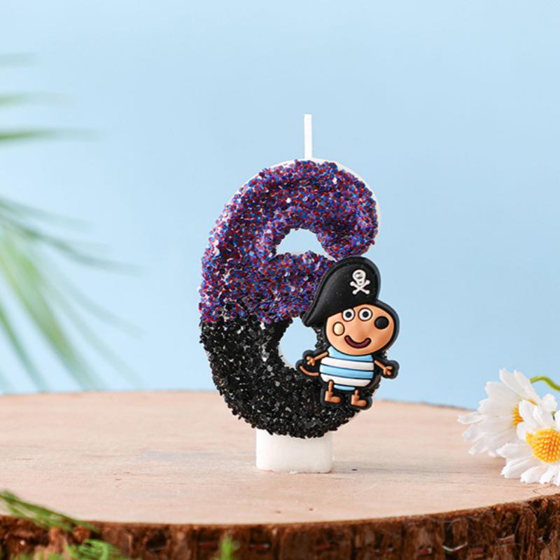 Pirate George Digital Birthday Candles: Party Atmosphere Cake Decorations for Kids