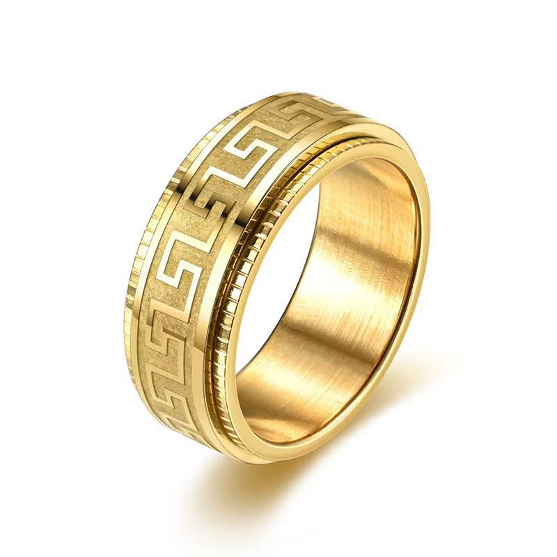 Great Wall Pattern Men's Stress Reducing and Anti-Anxiety Rotating Fashionable Couple Ring