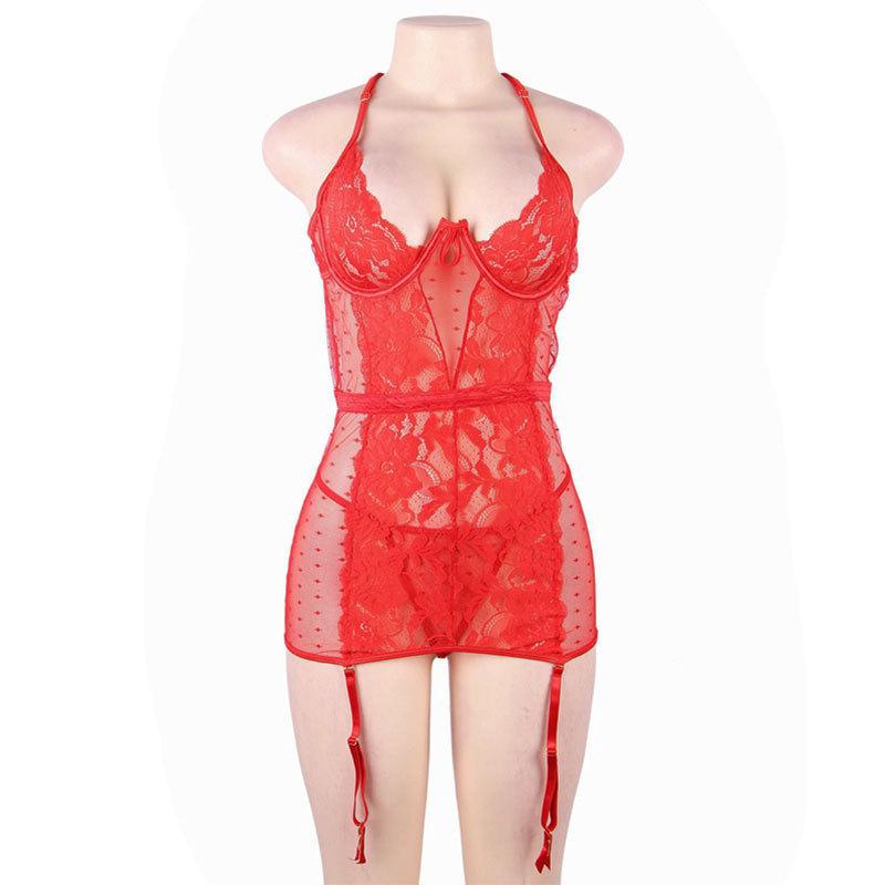 Damen Nachthemden Übergröße Erotisches Kleid Sexy Spitzennachthemd