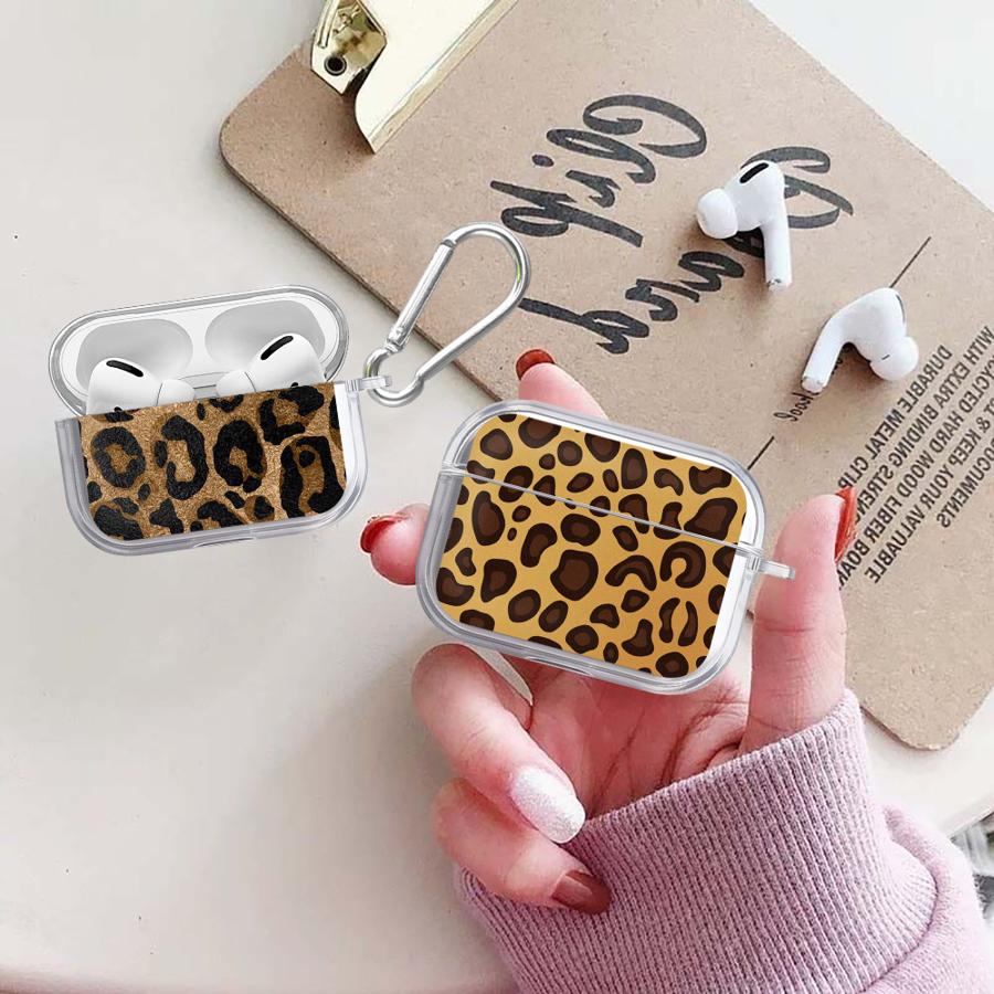Case For Airpods 2 Pro 1 3 4 Pro3 Pro2 Clear Earphone Cases Cover Retro Leopard Print