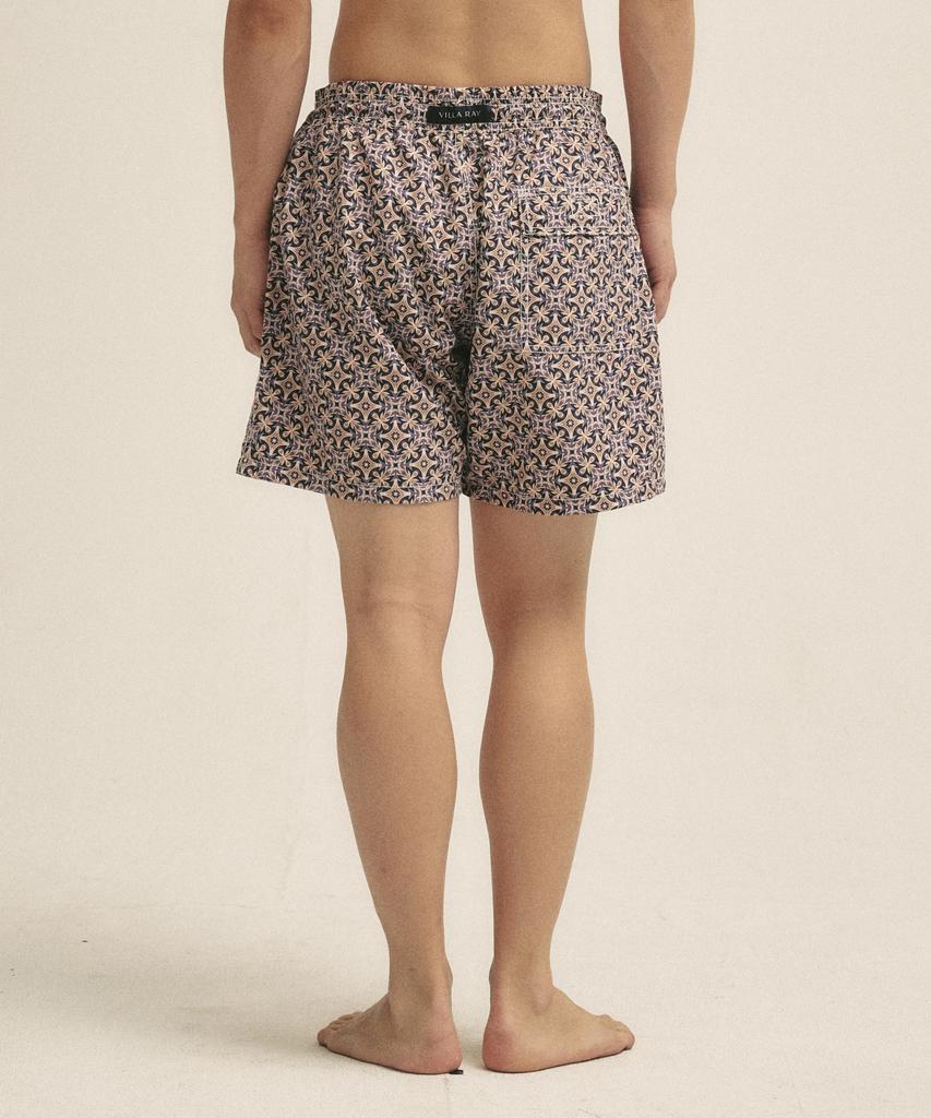 Billalei Classic Tile Pattern Men'S Swim Shorts - Vintage Navy