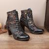 Johnature Bokacsizma Női cipő Valódi bőr etnikai stílusú hegyes orrú, kézzel készített divatos magassarkú modern csizma