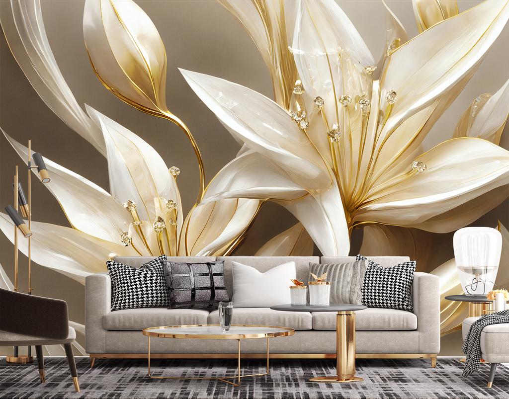 Wallpaper Image Lilies In Gold