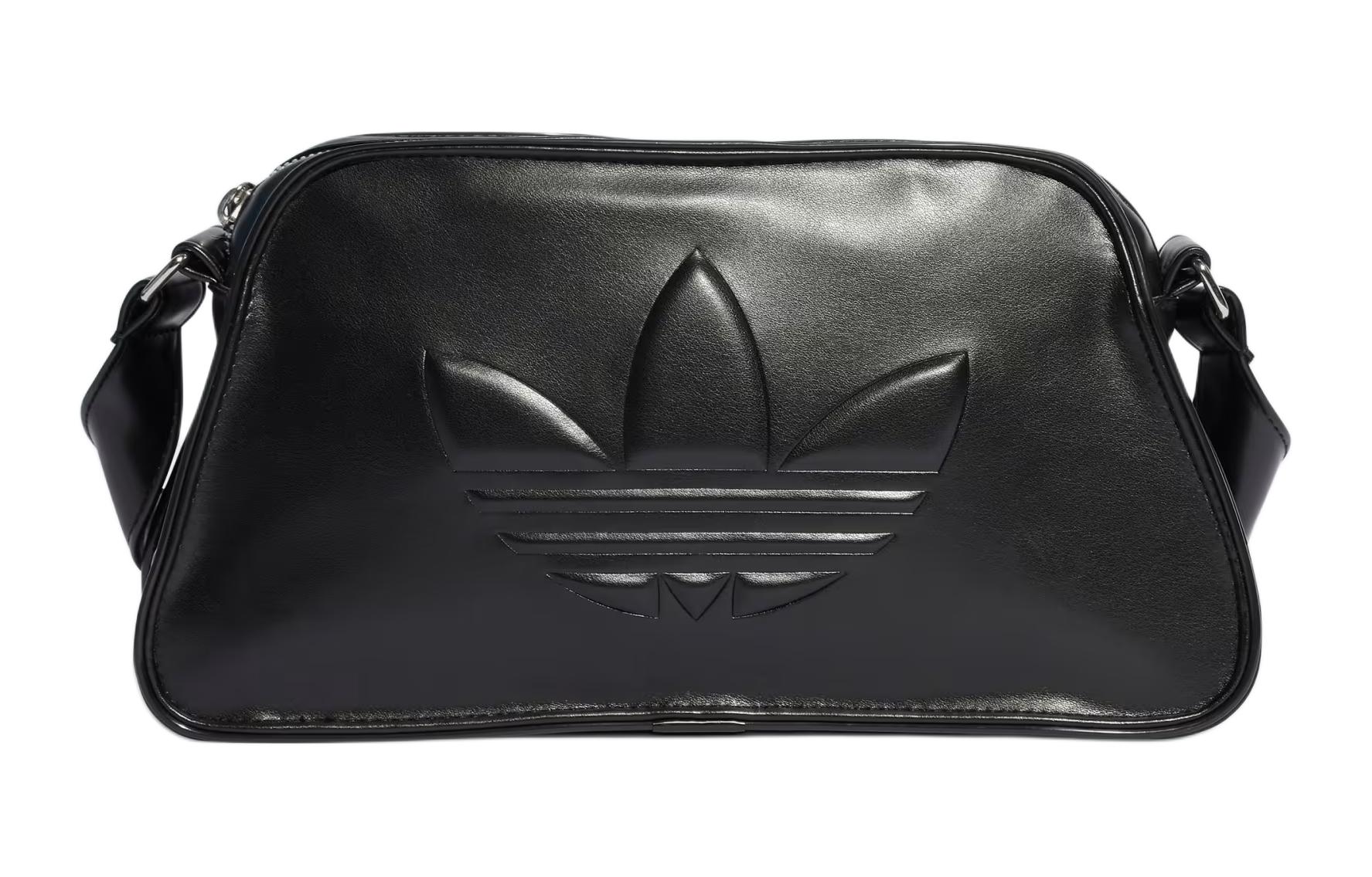 Adidas Originals Polyurethane Embossed Trefoil Shoulder Bags Black IT7380