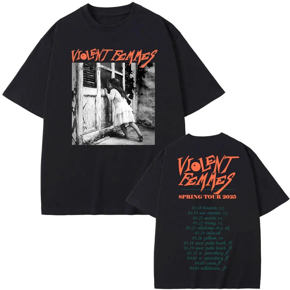 The Violent Femmes TourT Shirt Funko Pop Round Neck Cotton Tee-shirt Graphic Printing Punk Tshirt Ropa Mujer Clothing Tees Top
