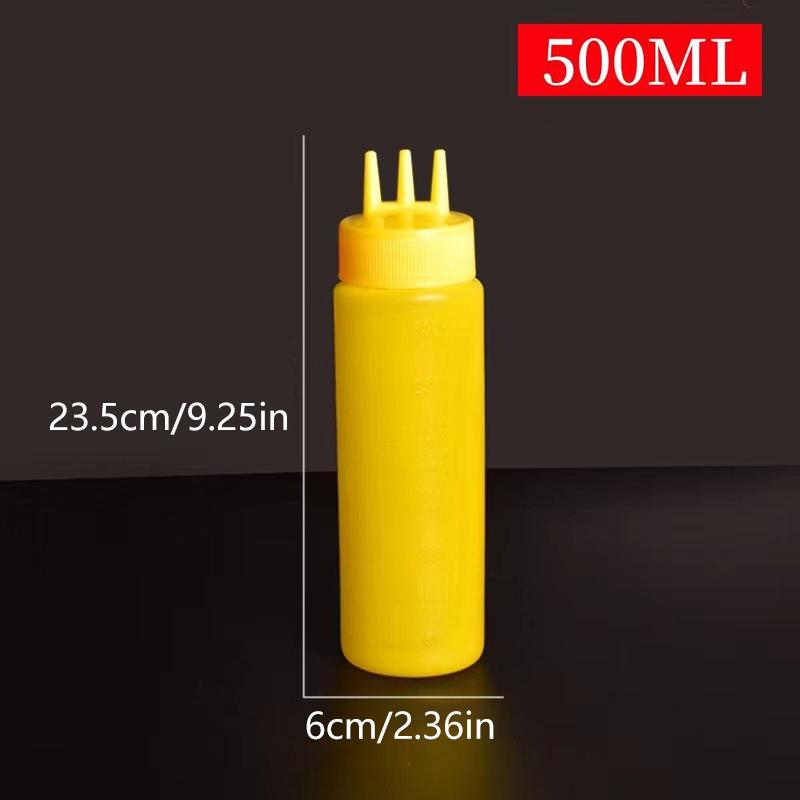 3 Holes Sauce Dispenser Squeeze Bottles with Lids Kitchen Oil Seasoning Mustard Salad Storage Jar Condiment Tool