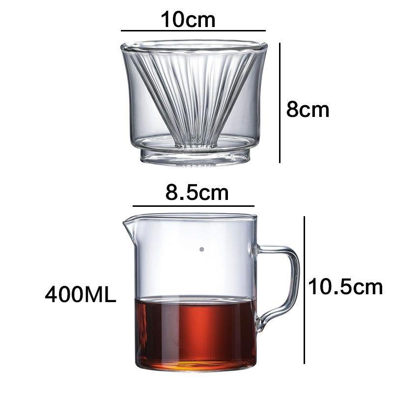 Reusable Glass Double Coffee Cup Set – Heat Resistant Handmade Transparent Coffee Filter Pot & Funnel for Household UseV60