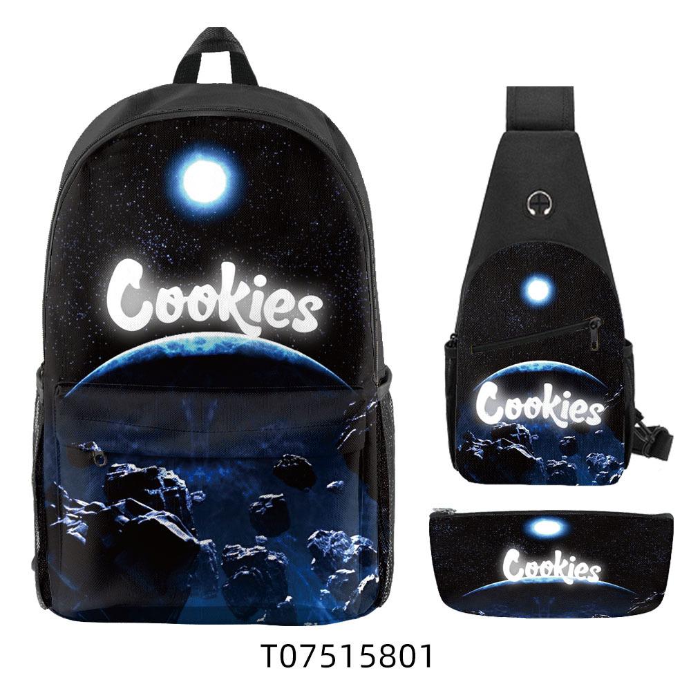 Cook Backpack Student School Bag Lightweight Polyester Backpack Three-Piece Set