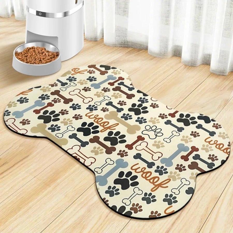 Dog Paw Prints Door Mat Diatomaceous Mud Pet Mat Soft Absorbent Quick Drying Washable Cat Placemat Dogs Accessories Pet Supplies