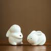 Jade Rabbit Ceramic Incense Burner - Cute Mini Tea Pet for Mid-Autumn Festival, Moon Rabbit Home Décor, Stick Incense Holder Base.