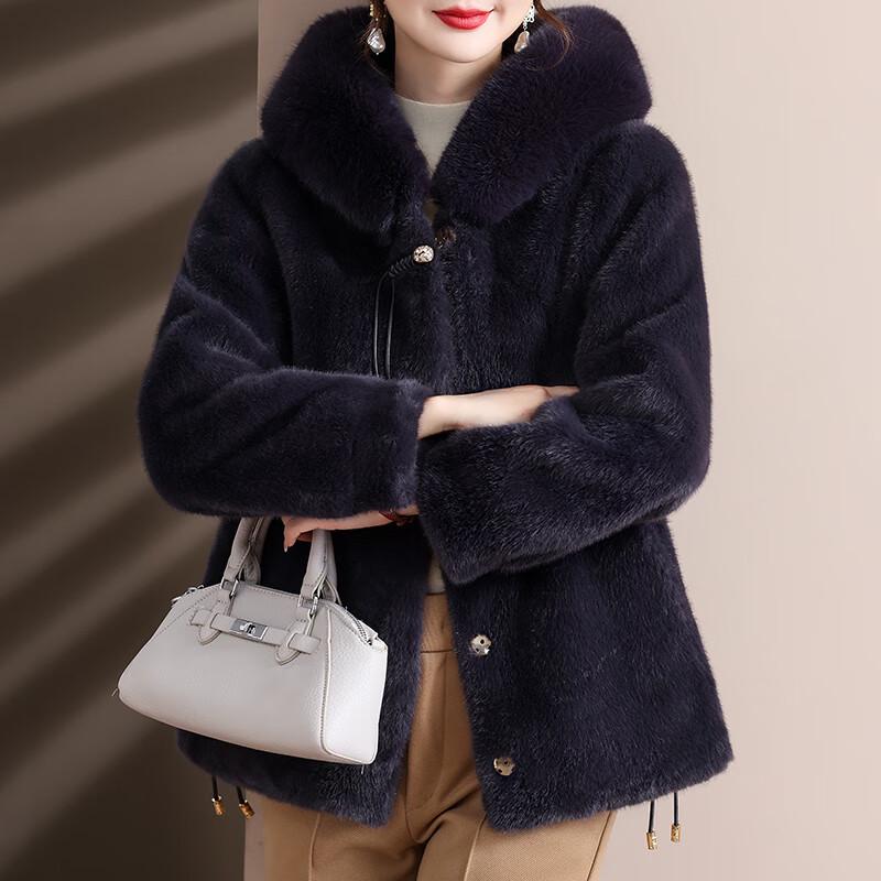 

XUEXI Женское зимнее пальто с капюшоном из норкового бархата XL